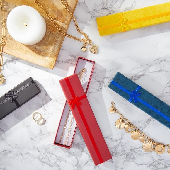 15 Jewelry Gift Boxes with Foam Inserts & Ribbon Knot - Picture 2 of 5